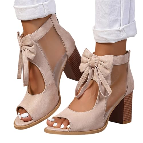 Women's Black Stacked Heeled Cutout Sandals Ankle Buckle Chunky Heel Open Toe Booties Summer Fashion...