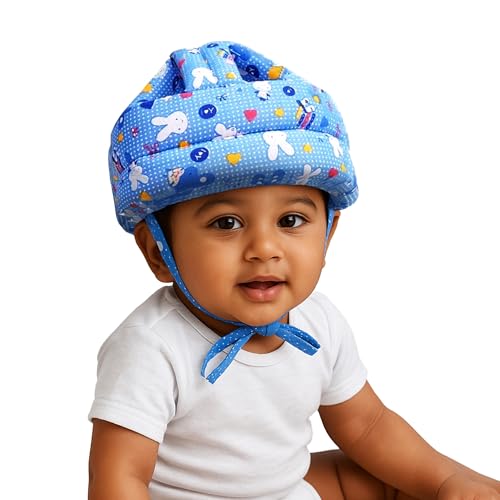 Image of GLUN Pack of 1 Baby Head Safety Cushing Helmet Blue Colour, 6-12 Months Cushion Lightweight & Breathable Head Protector Helmet, Crawling & Running for Infants, Soft Cushion Headguard
