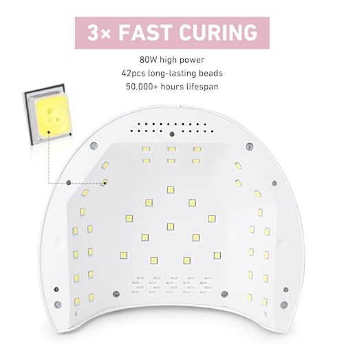 Bolasen Uv Led Nail Lamp, 80W Uv Light For Nails, Professional Nail Dryer For Gel Polish With Metal Base, 42 Beads, 4 Timers & Auto Sensor, Salon Quality Curing Lamp - I2 Plus #TOP2