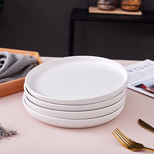 Bruntmor 6 Inch Ceramic Plate Set Of 4, Round White Color Ceramic Salad Plate For Christmas Party, Ceramic Dinner Plates For Christmas Gift, Ceramic Plates Set For 4, Plate Sets Microwave Safe #TOP4