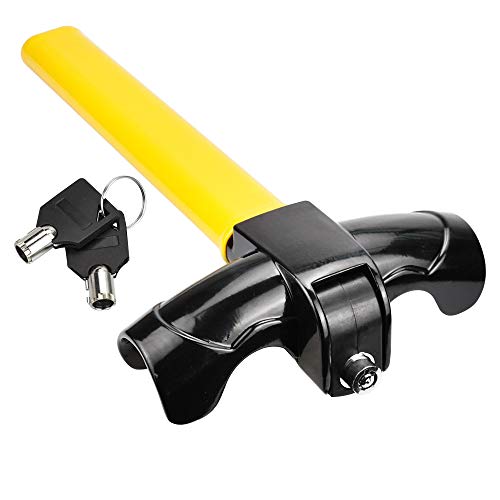 RMENOOR Barra de Bloqueo del Coche Cerradura del Volante del Coche Bloqueo del Volante del Coche Antirrobo para Coche con 2 Llaves Dispositivos de Cierre antirrobo de Coche