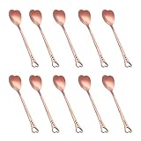 AA Mini Heart Shaped Coffee Spoon Stainless Steel Teaspoon Stirring Spoon for Tea Espresso Appetizers Dessert Drink Cocktail Ice Cream Jam Milkshake Tableware 10 pcs Rose gold