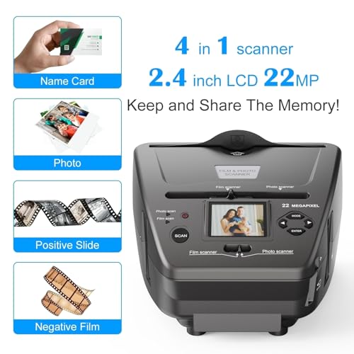 photo slide negative scanner scan 4x6 5x7 photos converts 35mm135 slides ampfilm negatives to digital 2434 lcd screen 4gb sd card included