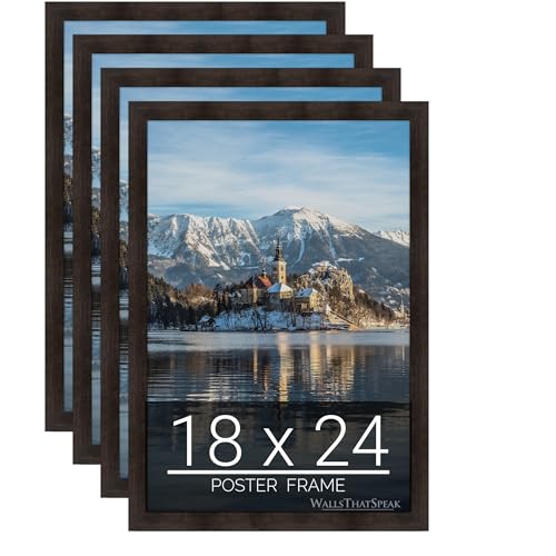 WallsThatSpeak 18x24 Espresso Brown Picture Frame for Puzzles Posters Photos or Artwork, Set of 4