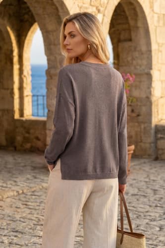 Image of Arach&Cloz Women's Wool Blend Oversized V Neck Fall Casual Pullover Sweater