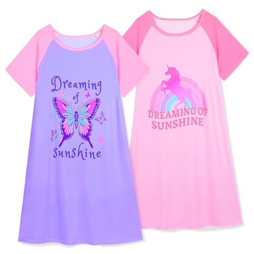 Play Tailor 2Pcs Girls Nightgowns Kids Pajamas Princess Nightgown Dress Sleepwear for Toddler Little Girls