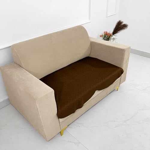 Image of Homerz Premium 'Surya Series' Sofa Cover | Stylish Sofa Protector | Net Fabric | Anti-Stain & Washable Slip Cover Exact Size Antislip (New Jerry Brown, 2 Seater, Only Seat Cover)