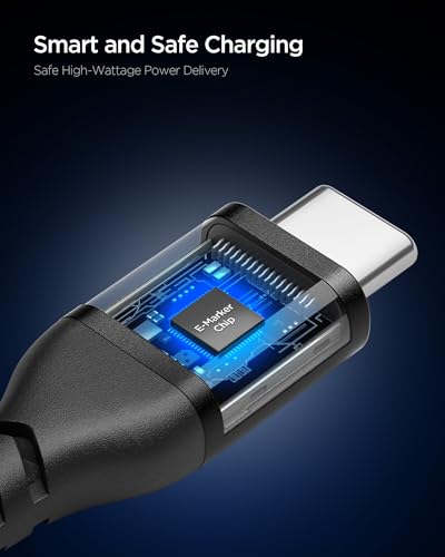 Image of Spigen Type-C to C Cable Cable 100W, 2M, USB2, 480Mbps, E-Marker Chip, Durable Bending, Compatible with Galaxy, iPhone, iPad, Wearable device, TWS device (EB10020CCA) - Black