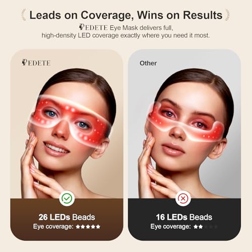 Image of Pedete Red Light Therapy for Eyes, 3 Modes Under-Eye Red Light Eye Mask, Eye Massager for Fine Lines Eye Bags and Dark Circles for Men Women(Black)