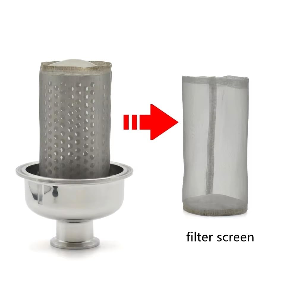 5,1 cm Tri-Clamp Inline-Filter, SS304 51 mm Rohr, Heimbrauen, 10,2 cm Zylinder, 265 mm Länge, leicht zu reinigen, langlebig (500 Mesh)