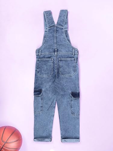 Image of KiddoPanti Unisex Denim Dungaree Pant With Cargo Pockets