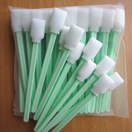 Reinigung Schwamm Lang Steril,Schaumreinigungstupfer,50 Stück Schaumreinigungs-Wattestäbchen,Schwamm Stäbchen für Tintenstrahldrucker,Wattestäbchen Rechteckig für Kamera,Objektiv,Tintenstrahldrucker