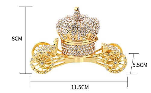 Crystal Studded Pewter Jewelry Trinket Box Diamond-Studded Crown Car Metal Bejeweled Hand-Painted Figurine Collectible Ring,Earrings,Necklace Holder Desktop Decor #TOP7
