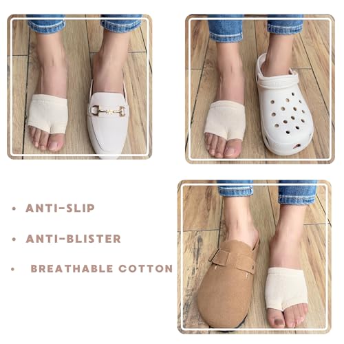 Image of DUNKOING Women Open Toe Half Socks Cotton Peep Toe Mule Sandal Sock for Clogs Flip Flop Slide Slipper Liner Sock 5-9