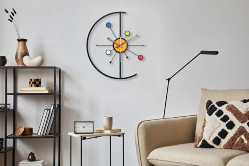Image of Stylish Metal Wall Clock for Living Room, Bedroom, Office, Kitchen, Home and Hall | Antique Fancy Big Size Modern Wall Watch for Home Decor (Style-38, 50 CM)