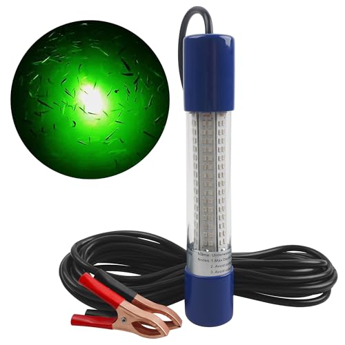 Submersible Fishing Light,12V-24V 10.8W 180LEDs 1000 Lumens Underwater Fish Finder Lamp with 6m Cord Fishing Attracting Light for Crappie Squid Shad Shrimp Poor Boat Saltwater&Freshwater (Green)