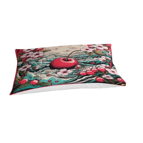 Housse de couette 3D Sakura rose cerise lit simple 135x200cm