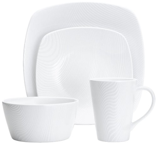 Noritake4-Piece Square White on White Place Setting, Dune