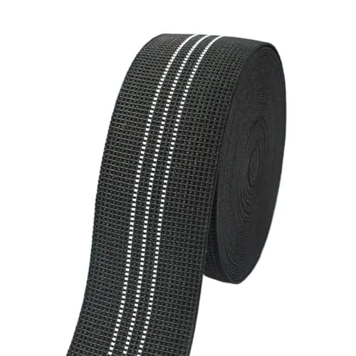 SHENJMAI Sewing Elastic Bands 2/5/10Meter 5cm Elastic Band for Sewing Sofa Backrest Cushion Rubber Bands DIY Furniture Renovation Material(Black-White,10METERS_50MM)
