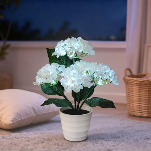Image of White Hydrangea Flower Lamp Flower Decor for Birthday Mothers Day Christmas
