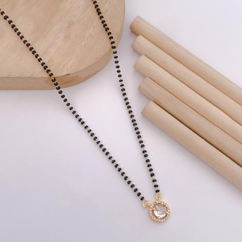 Image of Jewels Galaxy Gold Plated Round Shaped Mangalsutra with Chain for Women