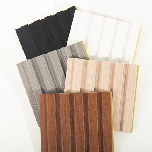 Image of Art3d WPC 3D Wood Textured Slat Wall Panel, 5-Piece Sample Pack, 6 x 6 Inch
