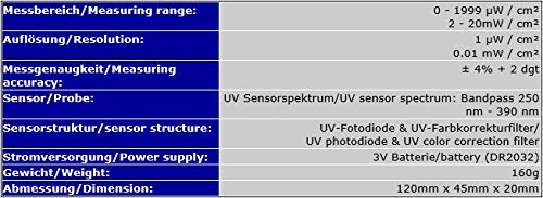 UV-Messgerät Tester Messer Meter UVA/UVB Sonne Sonnenstrahlung Solarium Sonnenstudio UV7