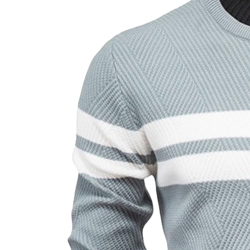 Mens Crewneck Striped Print Pullover Sweater Male Slim Striped Crew Neck Sweater Long Sleeve Jumper Sweaters for Men4