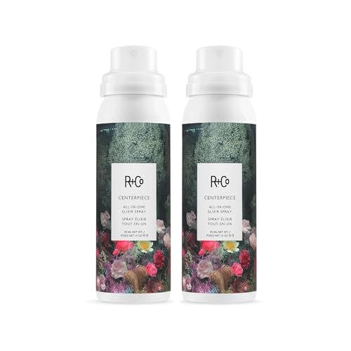 R+Co CENTERPIECE 10-In-One Elixir Spray Mini 2 Pack – Multi-Tasking Hair Treatment – Adds Shine, Hydration, Heat Protection & Frizz Control for All Hair Types