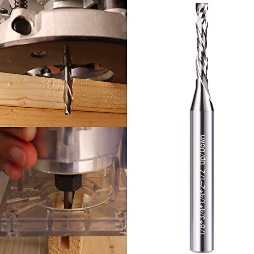 Compression Spiral Router Bit UP/ Down Cut CNC Router Bit Double Flutes Spiral Carbide Milling Tool Woodworking Cutting Tools Router Bit CNC Router Wood End Mill for Wood Carving Engraving Grinding — view 4