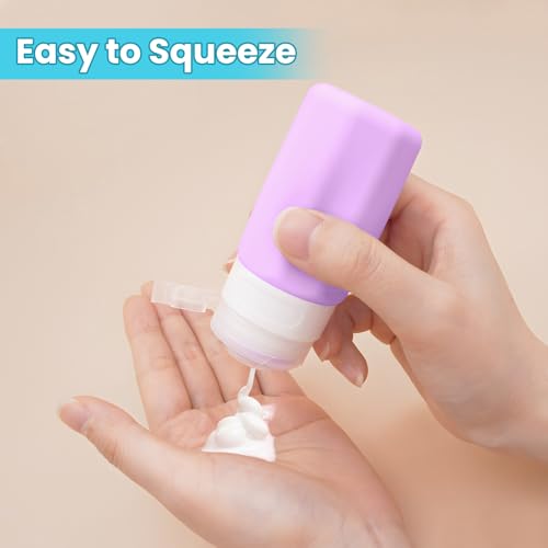 2 oz Travel Bottles, Small Size Containers, TSA Approved Silicone Travel Toiletries Bottles, Shampoo and Conditioner Kit for Women (Cream)4