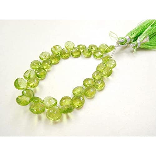 Péridot naturel facetté en forme de cœur briolette 7-9mm pour bijoux haut de gamme