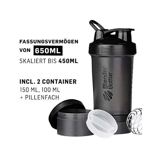 BlenderBottle ProStak Protein Shaker mit BlenderBall mit 2 Container 150ml und 100ml, 1 Pillenfach, optimal für Eiweiß… – Bild 4