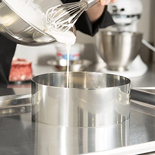 Image of KMW Stainless Steel Cake Ring 10 inch x 2 inch (0.9mm) | Professional Baking Mold for Perfectly Shaped Cakes, Tarts, and Pastries | Heavy-Duty, Even-Heat Distribution, Easy Release
