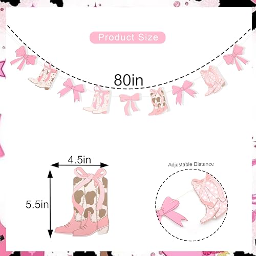 Image of Coquette Bow Cowgirl Boots Banner,Western Cowgirl Boot Decor | Cowgirl Coquette Western Cowgirl Boot