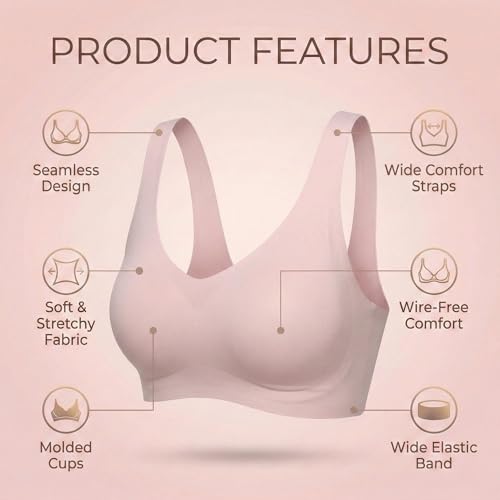 Image of UnderFlex Seamless Sports Ice Silk Bra for Women Wireless Breathable Summer Invisible No-Line T-Shirt Bra Soft Padded Everyday Comfort Bra Lightweight Stretch Gather Support Lingerie