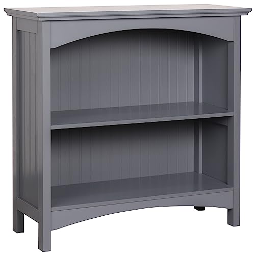 eHemco 2 Tier Bookcase with 2 Arched Supports, 29 Inches, Gray