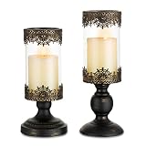 Romadedi Candle Holders for Pillar Decorative - Vintage Hurricane Candle Holder for Elegant Home Dec