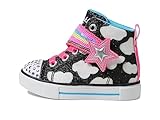 Skechers Kids Girls Toes Twinkle Sparks-Shooting Sta Sneaker, Black/Multi, 9 Toddler