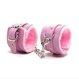 Material: franela + cuero LUCKY FAT MAN Muñequera de Peluche + Piel de máxima Calidad, Brazalete, colección de Relojes (Rosa) - B98