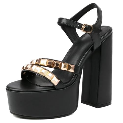 Sandales talons épais femme avec boucle de cheville ajustable