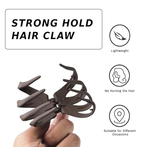 Image of 4 Pcs Octopus Shape Matte Hair Claw Clips for Women & Girls - Strong Hold, Non-Slip Clutcher for Thick, Thin Hair - Stylish Everyday Hair Accessories