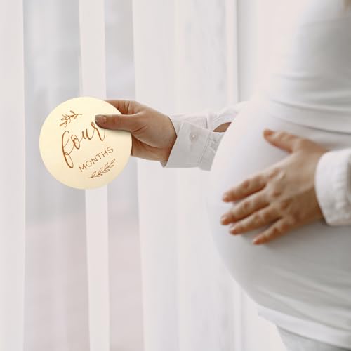 Image of Grevosea 7 Pcs Baby Milestone Cards, Double Sided Wooden Baby Months Signs Welcome Home or Hello World Sign Cards Baby Shower Gifts for New Parents 0-12 Months Newborn Growth Recording