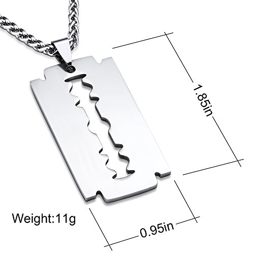 Personalized Custom Engraved Stainless Steel Razor Blade Pendant Plate Necklace4