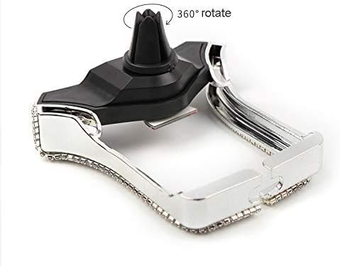 KABIOU Universal Car Phone Holder with Bing Crystal Rhinestone Car Air Vent Mount Clip Cell Phone Holder for iPhone Samsung Car Holder,AB White