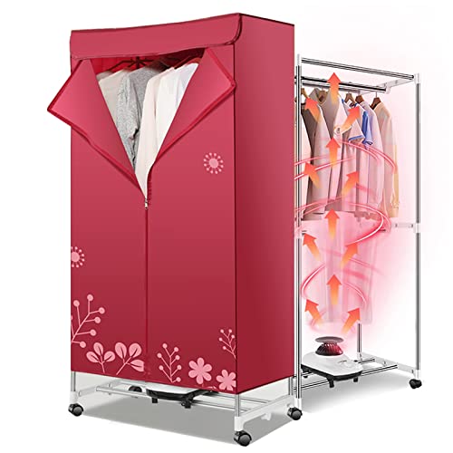 Secadora de Ropa Portatil Eléctrica de 1000W con Temporizador Automático, Tendedero de Ropa Caliente con Armario de Secado de Aire Caliente, Capacidad de 15Kg Adecuada, Baja Energía, Acero Inoxidable
