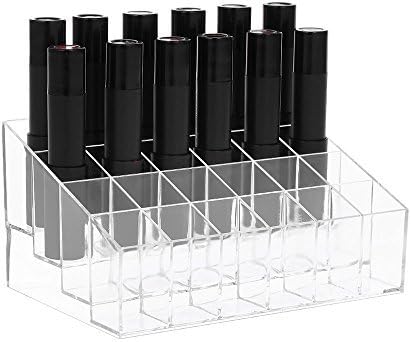 SGerste Lipsticks Organizer 24 Grid Lipstick Holder Lip Gloss Display Stand Makeup Lipstick Storage Box Transparent ABS