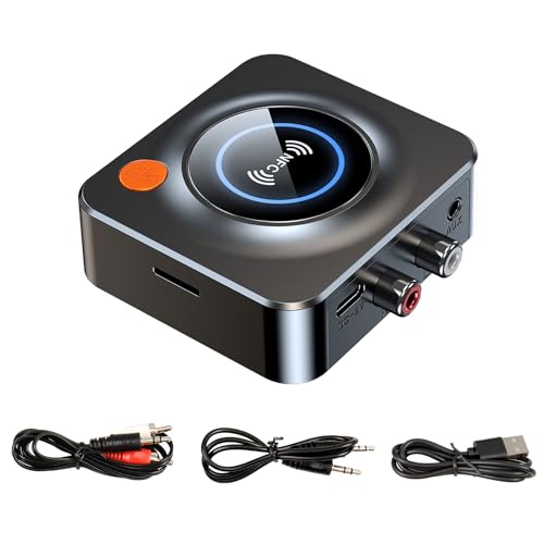 Recepteur Bluetooth 5.3, Stereo Audio HiFi Receiver, RCA 3,5 mm Jack AUX Adaptateur Bluetooth, Stereo Audio HiFi Receiver pour Smartphone, Tablette, Enceinte Home Cinema