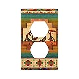 1-Gang Duplex Device Receptacle Wallplate,Southwest Native American Kokopelli Decorative Duplex Wall Plate Electrical Outlet Covers,Size 4.50' X 2.76'