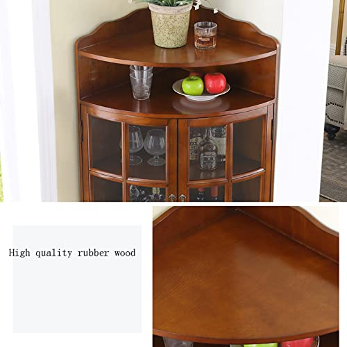 DINGYXIN Weinbar-Regalschrank, dreieckiger Ecklagerschrank, Holzwein mit Zwei Türen und verstellbarem Regal für Badezimmer, Wohnzimmer, Esszimmer oder Küche